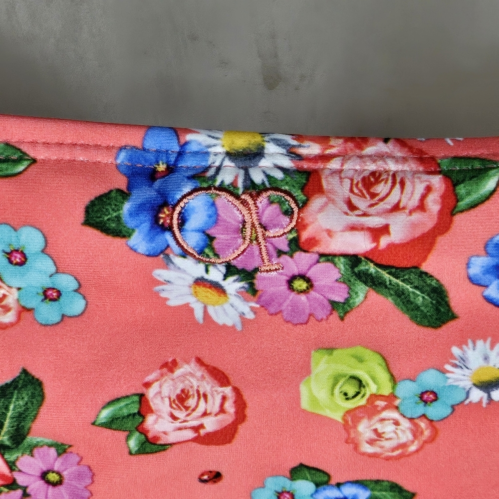 New Juniors Op Tangi Coral Field of Flowers Floral Bikini Set XL Top L Bottom - Picture 11 of 16